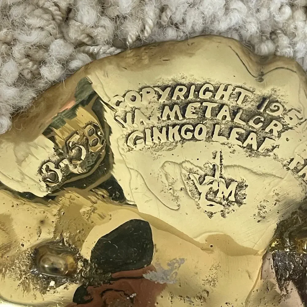 Vintage 1951 Virginia Metalcrafters Brass Gingko Leaf Dish